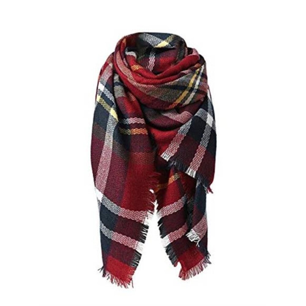 Womens Plaid Blanket Scarf Oversized Shawl Wrap Soft Warm Winter Tartan
